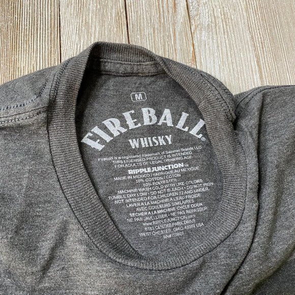 Fireball Cinnamon Whisky Bottle Label Graphic T-Shirt Size M Ripple Junction - Picture 12 of 12